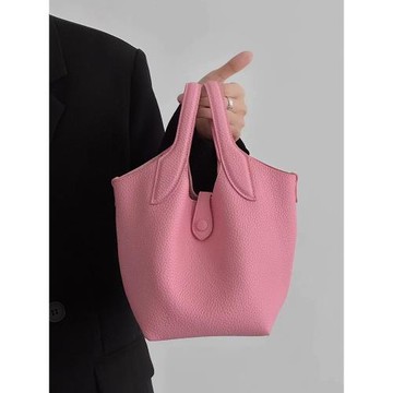 手提菜籃子包包女式2025新款輕奢小眾單肩斜挎休閑軟皮百搭水桶包