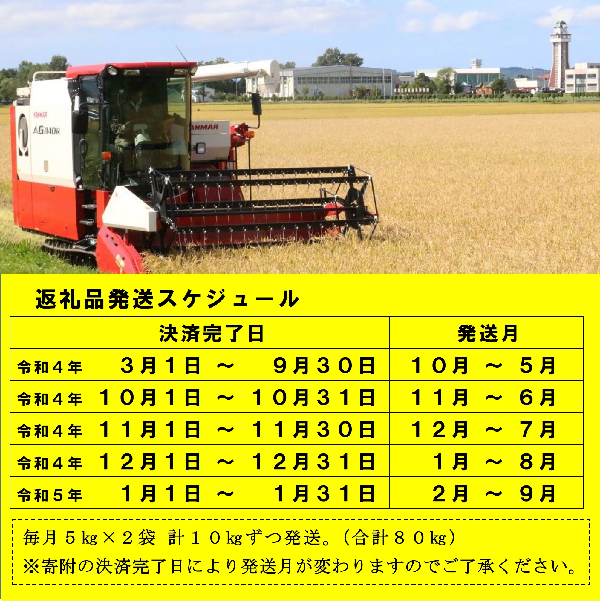 令和5年産無洗米ななつぼし定期便80kg(毎月10kg×8か月)