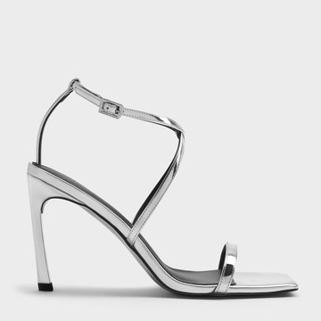 交叉繞踝細跟涼鞋