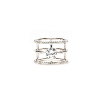 【Lalune】||Clear blue sky 蔚藍晴空|| 925銀 單鑽三環造型戒