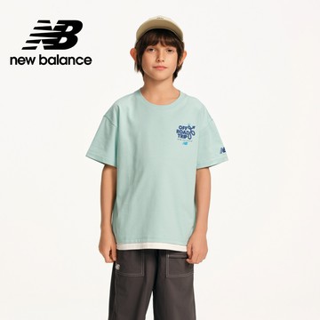 【New Balance】 NB 童裝假兩件造型上衣_中性_薄荷綠_7EF2104WMNT