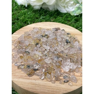 *掘晶*純天然無色蠟金髮晶碎石 銅髮晶 原石 小碎石 水晶碎石 淨化消磁 招財聚氣 正能量 白水晶簇