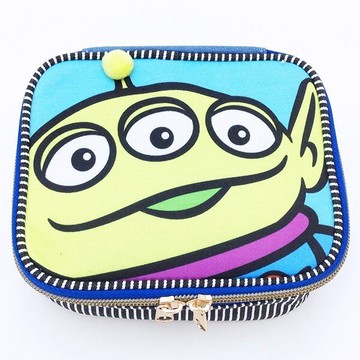 三眼怪 方形 化妝包 附 鏡子 收納包 筆盒 筆袋 立體 毛球 迪士尼 玩具總動員 日貨 正版 授權 J00030146
