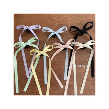 【HHBABY KR】芭蕾風 美式復古雙馬尾絲帶蝴蝶結發夾綁帶抓夾頭飾