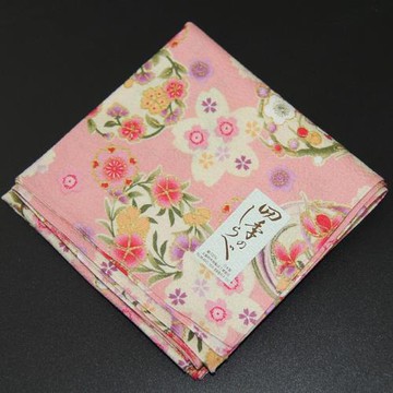 日本制造櫻花洗臉純棉女士手帕手絹女小方巾禮品小風呂敷印花方巾