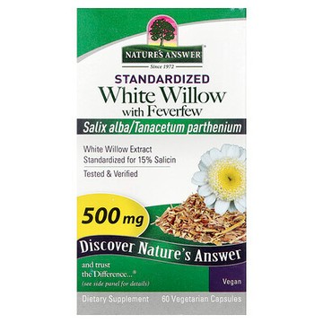 Nature's Answer, White Willow with Feverfew，500 毫克，60 粒素食膠囊