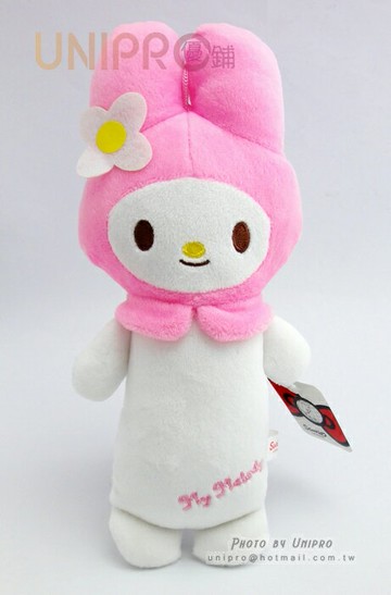 【UNIPRO】迪士尼 三麗鷗 sanrio 美樂蒂 Melody 10吋 絨毛玩偶 長抱枕造型 娃娃 布偶 吊飾