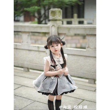 漢服女童水墨畫毛筆洛麗塔新中式國風禮服設計感公主裙幼兒園春夏