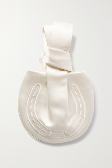 Anya Hindmarch - Tie The Knot Embroidered Satin Clutch - Ivory - one size
