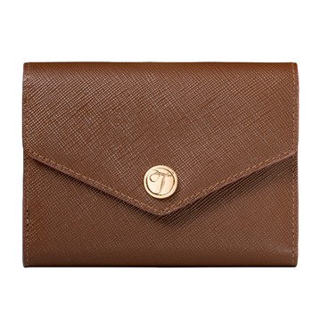 品牌真皮RFID防盜信封短夾-棕