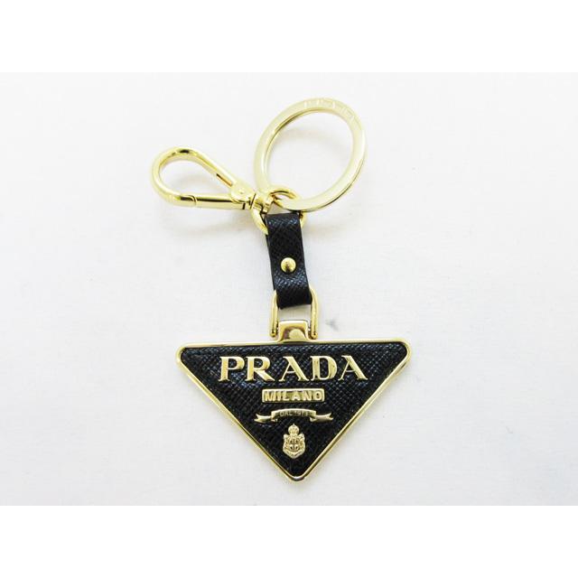 PRADA サフィアーノレザー キーリング トライアングル 三角ロゴ