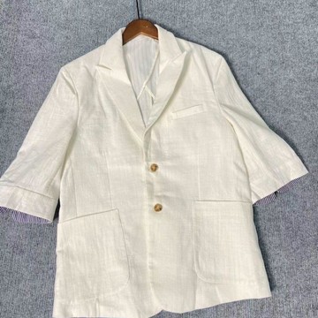 短袖西服外套 男款 日系商務休閒薄款修身亞麻上衣翻領外套男士寬鬆透氣時尚短袖西裝0608