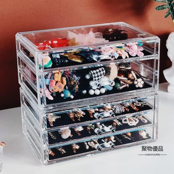 透明防塵發飾收納盒皮筋發圈發帶發夾梳妝盒大容量首飾盒收納盒【聚物優品】