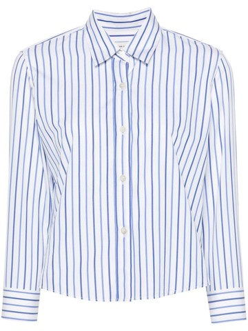 DRIES VAN NOTEN - striped cropped shirt - women - Fabric - 44 - Blue