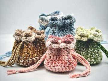 束口袋/礦袋/AirPods收納袋/耳機袋/鉤針/手工