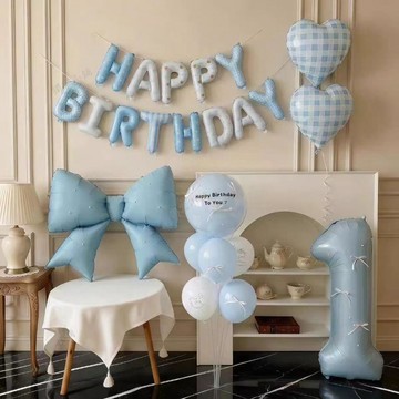 【臺灣出貨】ins布藝英文生日字母抓週裝飾男女寶寶一週歲佈置拍照氣球背景牆08sK