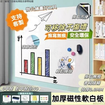 特厚0.8mm💖白板 白板貼 磁鐵白板 磁鐵板 寫字板 磁性白板 不傷墻 兒童塗鴉墻 黑板貼 可擦寫字板 磁吸白板貼