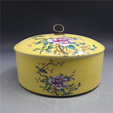 景德鎮陶瓷大號茶葉罐花鳥密封罐居家茶葉包裝盒擺設1入