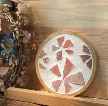 舊瓦片蚵殼粉杯墊