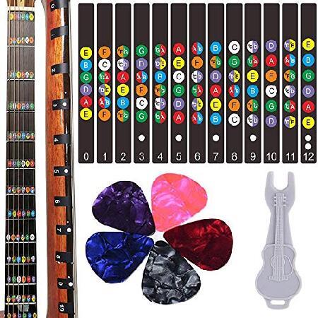 Guitar Fretboard Stickers, Kimlong Color Coded Note Decals Fingerboard Frets Map Sticker for Beginner Learner Practice Fit Strings Acoustic Electric