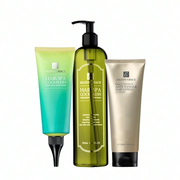 【團購】髮根豐盈沁涼頭皮敷膜150ml*1+髮根豐盈沁涼精油SPA洗髮精500ml*1+佛手柑絲緞光護髮乳(免沖洗)120ml*1