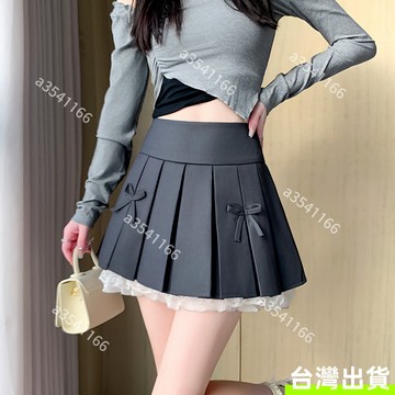 韓系學院風~蝴蝶百褶裙 夏季新款 時尚高腰短裙 蕾絲花邊拼接 氣質A字短裙 甜美純欲 性感辣妹短裙 百褶裙