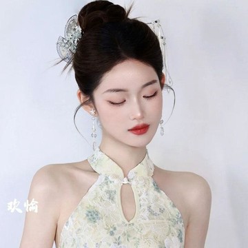 免運💦新中式精緻合金水晶髮釵簪子髮飾復古文藝漢服新娘秀禾古裝頭飾品髮圈 髮夾 緞帶 彈簧夾 髮圈 髮飾 皮筋髮飾 髮繩