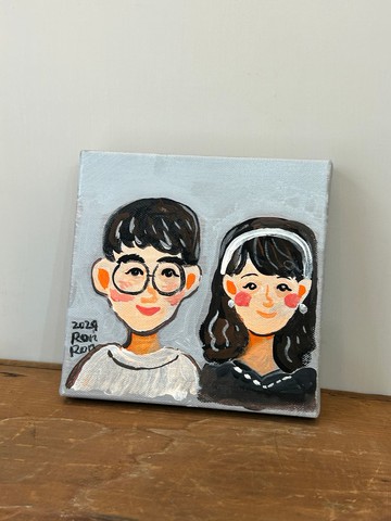雙人手繪壓克力彩似顏繪 15*15畫布