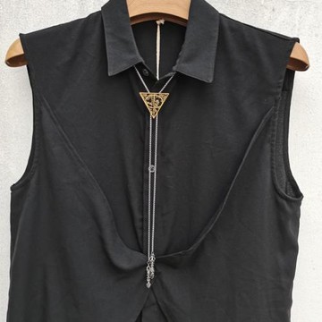 原創金屬倒三角形暗黑系休閑潮牌配飾波洛領帶bolo tie創意繩領帶