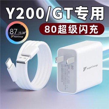 適用vivoY200充電器80超級閃充VIVOy200gt充電頭VivoY200GT手機充電插頭y200數據線Type-C加長2米線快充套裝
