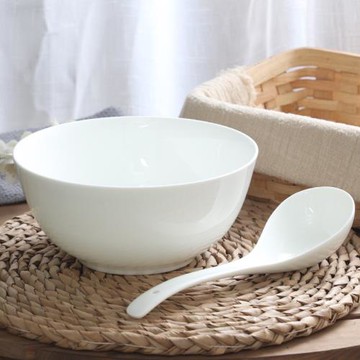 8英寸唐山陶瓷器奧碗大面碗湯碗純白無鉛骨瓷餐具海碗大湯碗家用