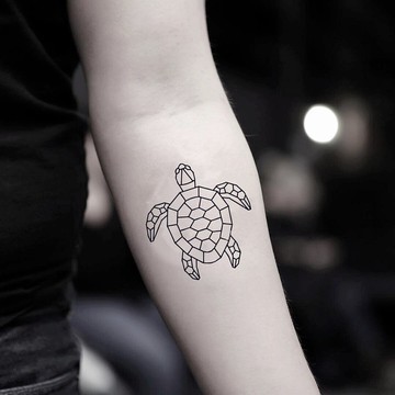 OhMyTat 幾何烏龜 Geometric Turtle 刺青圖案紋身貼紙 (2 張)