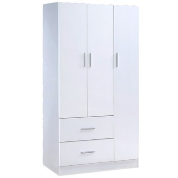 《HOPMA》美背和風大容量三門二抽衣櫃 台灣製造 衣櫥 抽屜櫃 衣物收納櫃-時尚白