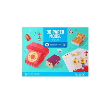 【 JarMelo 原創美玩】兒童3D立體手作折紙模型-生活主題(含兒童口紅膠一隻)