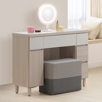 Homelike 喜家居3.2尺化妝桌椅組(附補光美妝鏡)(2347)-97x40x70cm