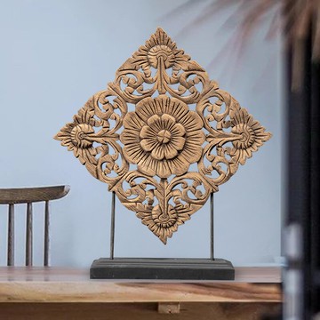 異麗家居泰國手工柚木雕花桌面擺件 東南亞風格裝飾品木雕工藝品