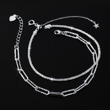 【ANGEL】滿天星星環環相扣韓風鍍銀手鍊(4色可選)