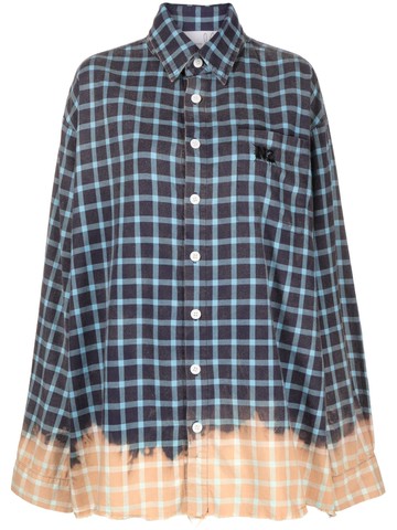 Natasha Zinko - Bunny Heart-print checked shirt - women - Cotton - L - Blue