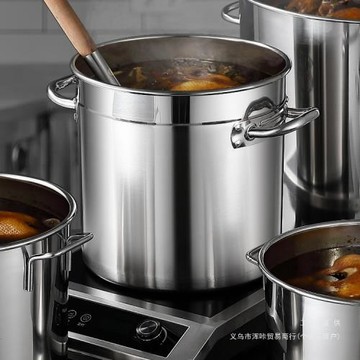 304食品級不銹鋼桶圓桶大容量鹵水熬湯桶商用50帶蓋加厚家用湯鍋