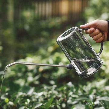 不銹鋼長嘴灑水壺高顔值家用塑料澆花壺淋花盆栽澆水神器園藝工具 BTKX