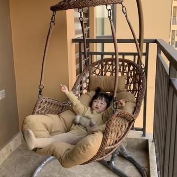 天然真藤純手工編織陽台吊籃露天秋千鳥巢吊椅北歐室內吊籃藤椅