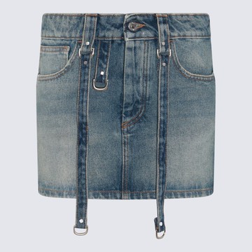 Off-White Blue Cotton Denim Skirt