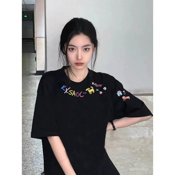 🔥100%重磅純棉 M-6XL 大尺碼女裝 短袖上衣女 oversize 休閒上衣 印花t恤 短袖t桖顯瘦遮肉