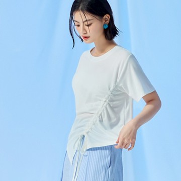 OB嚴選-涼感．抽繩造型冰絲防曬圓領短袖上衣《AB20149-》