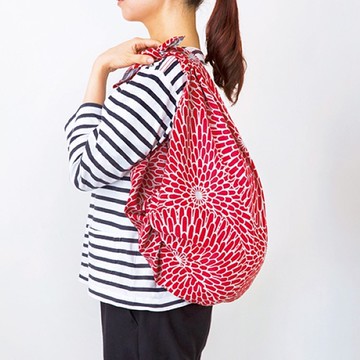 京都風呂敷包巾-伊砂紋樣 三巾-菊(紅&青)