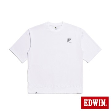EDWIN 男裝 吸濕排汗寬版短袖T恤-白色