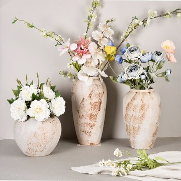 Meric Garden 法式侘寂瓏華織憶陶瓷花瓶/裝飾花瓶/桌面擺飾 - L