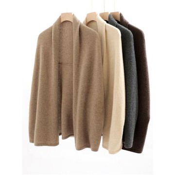 高級蝙蝠袖山羊絨披肩開衫女堆堆領設計洋氣外套針織外搭斗篷上衣
