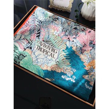 【福寶熱帶雨林】美麗時尚的雙面雙色款真絲羊毛大方巾圍巾披肩女