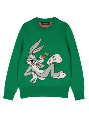 Alanui Kids - Bugs Bunny crew-neck jumper - kids - Virgin Wool - 6 yrs - Green